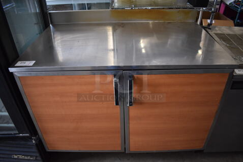 Duke RUF-48M Stainless Steel Commercial 2 Door Work Top Cooler on Commercial Casters. 120 Volts, 1 Phase. 48x30x40. Tested and Working!