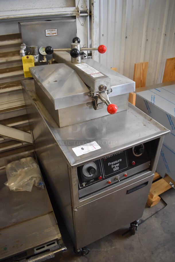Henny Penny 600 Stainless Steel Commercial Floor Style Electric Powered Pressure Fryer w/ Metal Basket on Commercial Casters. 208 Volts, 1 Phase. 18x39x48 - Image 2 of 7