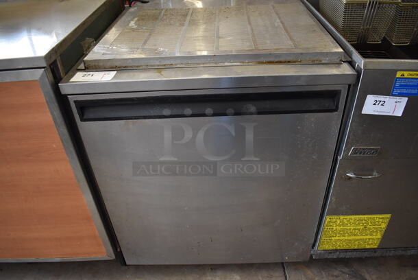 Delfield 407 Stainless Steel Commercial Single Door Undercounter Cooler on Commercial Casters. 120 Volts, 1 Phase. 27x30x33. Tested and Working!