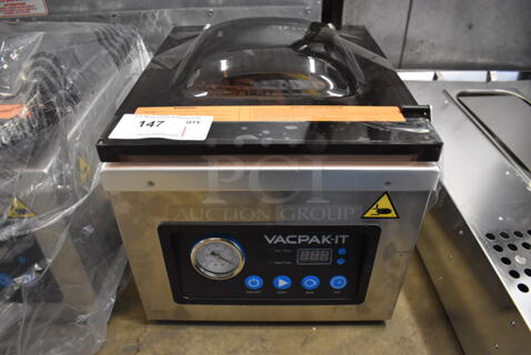 BRAND NEW SCRATCH AND DENT! VacPak-It 186VMC12OP Stainless Steel Commercial Countertop Chamber Vacuum Packing Machine with 12" Seal Bar and Dry Pump. 120 Volts, 1 Phase. 14x17x15. Tested and Working!