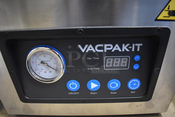 BRAND NEW SCRATCH AND DENT! VacPak-It 186VMC12OP Stainless Steel Commercial Countertop Chamber Vacuum Packing Machine with 12" Seal Bar and Dry Pump. 120 Volts, 1 Phase. 14x17x15. Tested and Working! - Image 3 of 6