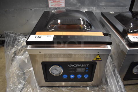 BRAND NEW SCRATCH AND DENT! VacPak-It 186VMC12OP Stainless Steel Commercial Countertop Chamber Vacuum Packing Machine with 12" Seal Bar and Dry Pump. 120 Volts, 1 Phase. 14x17x15. Tested and Working!