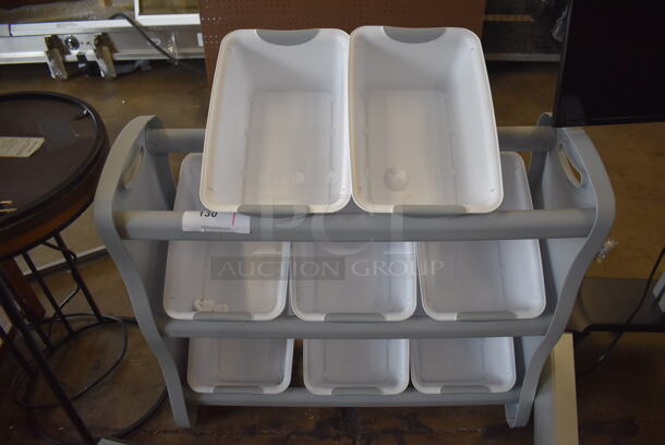Gray Poly Rack w/ White Poly Baskets. 30.5x11.5x26.5 - Image 1 of 5