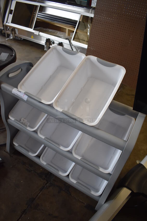 Gray Poly Rack w/ White Poly Baskets. 30.5x11.5x26.5 - Image 2 of 5