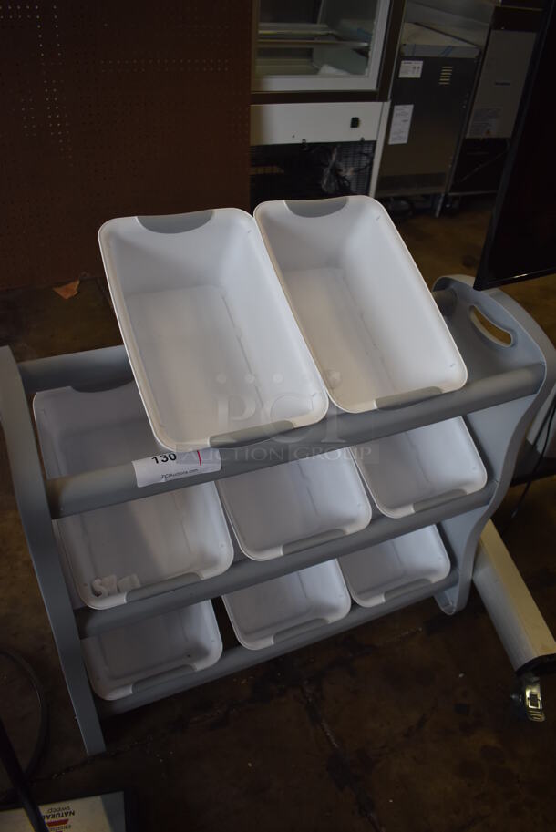 Gray Poly Rack w/ White Poly Baskets. 30.5x11.5x26.5 - Image 3 of 5