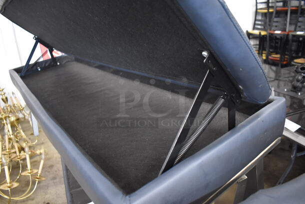 2 Blue Lefever Storage Benches on Metal Legs. Stock Picture - Cosmetic Condition May Vary. 56x18x21. 2 Times Your Bid! - Image 6 of 6