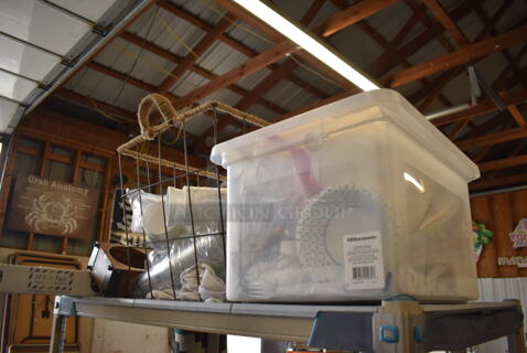 ALL ONE MONEY! Tier Lot of Various Items Including Metal Basket, Philips Lights and Paper Products