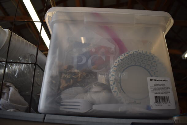 ALL ONE MONEY! Tier Lot of Various Items Including Metal Basket, Philips Lights and Paper Products - Image 2 of 8
