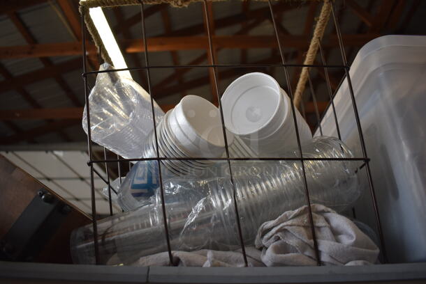 ALL ONE MONEY! Tier Lot of Various Items Including Metal Basket, Philips Lights and Paper Products - Image 3 of 8