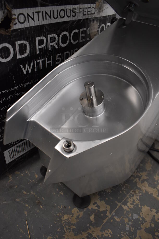 LIKE NEW! AvaMix 177CFP5D Metal Commercial Countertop Dice Continuous Feed Food Processor w/ 6 Slicing Blades, 3 Shredding Blades and 3 Large Blades. Unit Has Only Been Used a Few Times! Goes GREAT w/ Lots 154 and 155! 120 Volts, 1 Phase. 10x22x24. Tested and Working! - Image 7 of 12