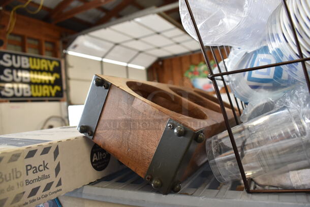 ALL ONE MONEY! Tier Lot of Various Items Including Metal Basket, Philips Lights and Paper Products - Image 4 of 8