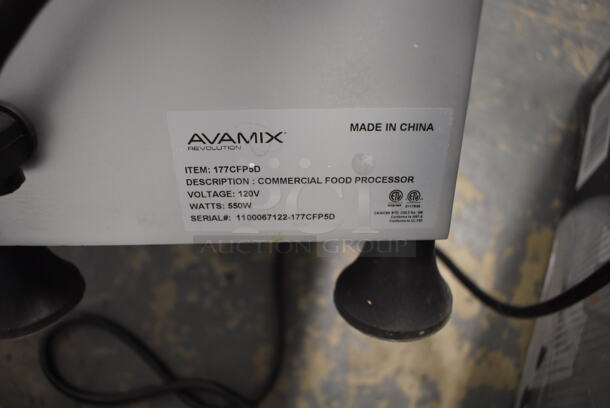 LIKE NEW! AvaMix 177CFP5D Metal Commercial Countertop Dice Continuous Feed Food Processor w/ 6 Slicing Blades, 3 Shredding Blades and 3 Large Blades. Unit Has Only Been Used a Few Times! Goes GREAT w/ Lots 154 and 155! 120 Volts, 1 Phase. 10x22x24. Tested and Working! - Image 9 of 12