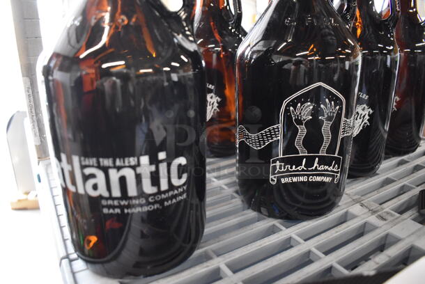 9 Various Brown Glass Bottles; 8 64oz Growlers; 1 32oz Growler. Includes 5x5x11. 9 Times Your Bid! - Image 3 of 4