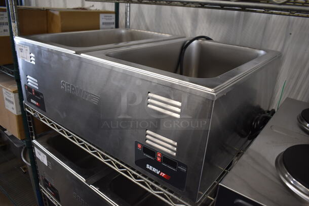 LIKE NEW! ServIt 423FW200D Stainless Steel Commercial Countertop 2 Well Food Warmer. Unit Has Only Been Used a Few Times! 120 Volts, 1 Phase. 30.5x23x0.5. Tested and Working! - Image 2 of 8