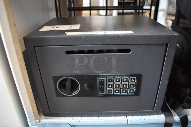 Gray Metal Single Compartment Safe. Comes w/ Combination and Key. 14x10x10 - Image 1 of 5