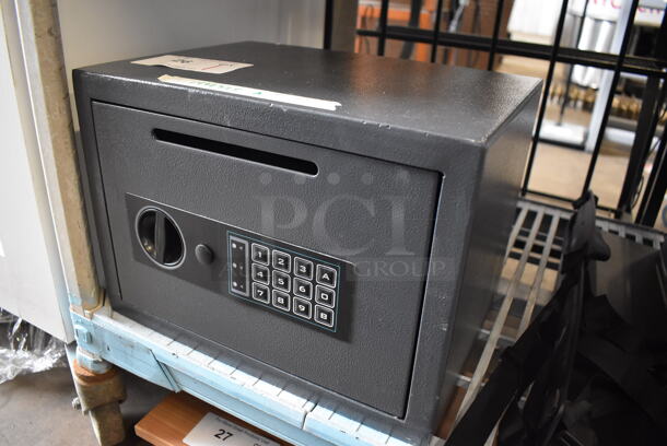 Gray Metal Single Compartment Safe. Comes w/ Combination and Key. 14x10x10 - Image 2 of 5