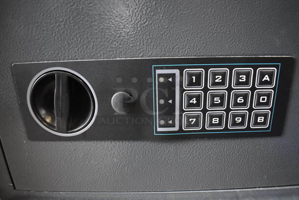 Gray Metal Single Compartment Safe. Comes w/ Combination and Key. 14x10x10 - Image 3 of 5