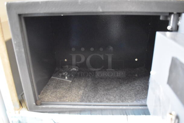 Gray Metal Single Compartment Safe. Comes w/ Combination and Key. 14x10x10 - Image 4 of 5
