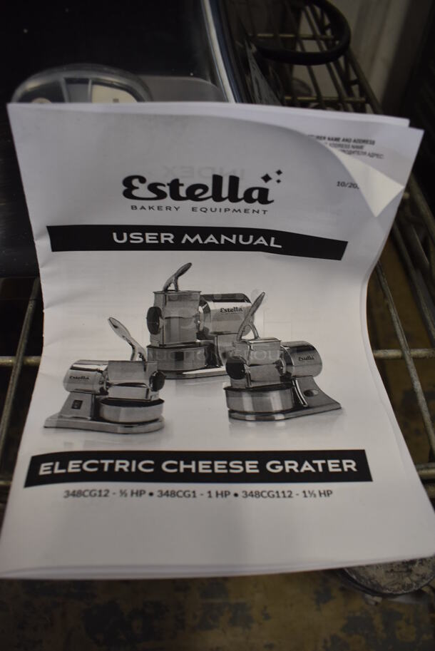 LIKE NEW! Estella 348CG112 Stainless Steel Commercial Countertop Electric Hard Cheese Grater. Unit Has Only Been Used a Few Times! 120 Volts, 1 Phase. 17x10x14. Tested and Working! - Image 8 of 8