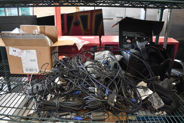 ALL ONE MONEY! Tier Lot of Various Items Including Wires, Vive System Straps and Hard Drives