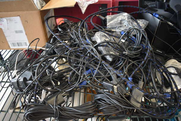 ALL ONE MONEY! Tier Lot of Various Items Including Wires, Vive System Straps and Hard Drives - Image 2 of 8