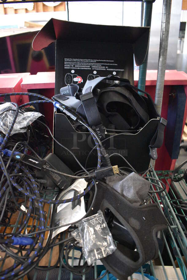 ALL ONE MONEY! Tier Lot of Various Items Including Wires, Vive System Straps and Hard Drives - Image 4 of 8