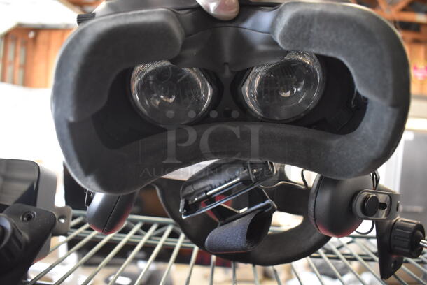 HTC VR Headset w/ 2 HTC Controllers,  2 HTC 2PR8100 Vive Base Stations and 2 Base Station Chargers. 9x12x6, 4.5x5x9, 3.5x2.5x3.5 - Image 6 of 7