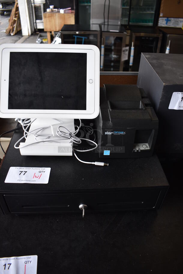 9.5" iPad 32GB Wi-Fi Silver Tablet with Square Stand Kit for iPad w/ Star Micronics TSP100 Receipt Printer and Metal Cash Drawer w/ Key. 6x8x6, 16.5x16x4 - Image 7 of 7