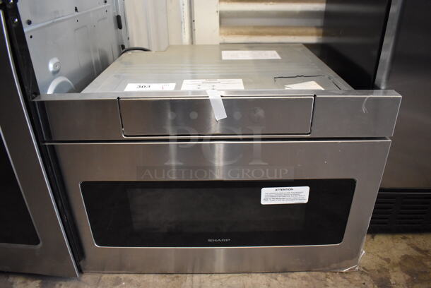 BRAND NEW! Sharp Stainless Steel Commercial Drawer Microwave Oven. 115 Volts, 1 Phase. 24x23x16. Tested and Working!