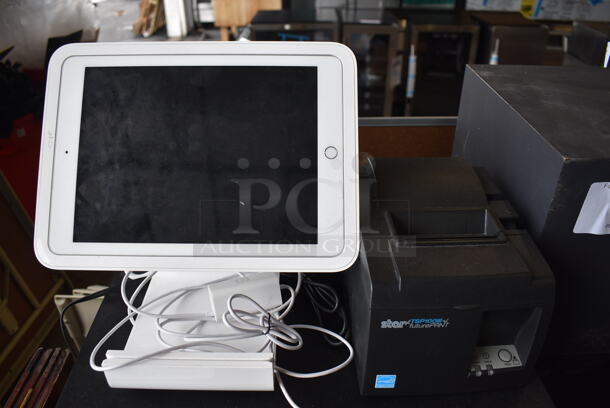 9.5" iPad 32GB Wi-Fi Silver Tablet with Square Stand Kit for iPad w/ Star Micronics TSP100 Receipt Printer and Metal Cash Drawer w/ Key. 6x8x6, 16.5x16x4 - Image 2 of 7