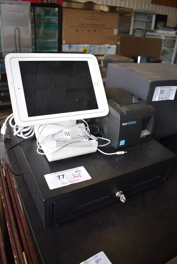 9.5" iPad 32GB Wi-Fi Silver Tablet with Square Stand Kit for iPad w/ Star Micronics TSP100 Receipt Printer and Metal Cash Drawer w/ Key. 6x8x6, 16.5x16x4 - Image 6 of 7