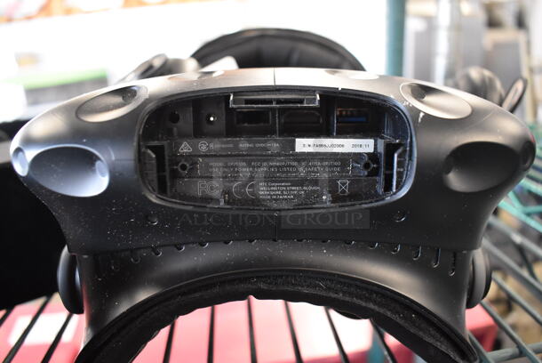 HTC VR Headset w/ 2 HTC Controllers,  2 HTC 2PR8100 Vive Base Stations and 2 Base Station Chargers. 9x12x6, 4.5x5x9, 3.5x2.5x3.5 - Image 5 of 7