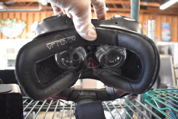 HTC VR Headset w/ 2 HTC Controllers,  2 HTC 2PR8100 Vive Base Stations and 2 Base Station Chargers. 9x12x6, 4.5x5x9, 3.5x2.5x3.5 - Image 6 of 7