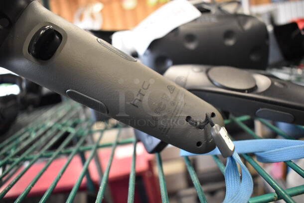 HTC VR Headset w/ 2 HTC Controllers,  2 HTC 2PR8100 Vive Base Stations and 2 Base Station Chargers. 9x12x6, 4.5x5x9, 3.5x2.5x3.5 - Image 6 of 7
