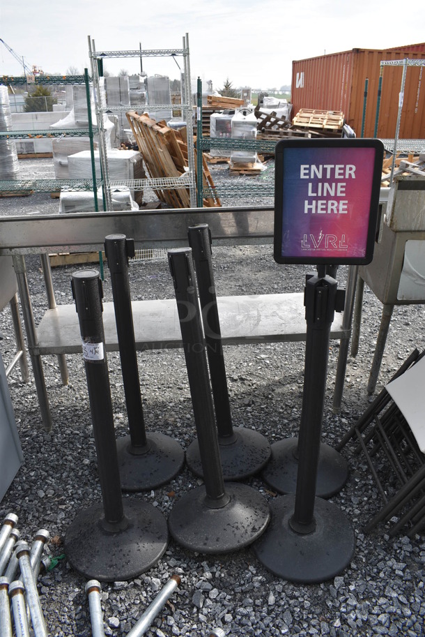 6 US Weight Black Stanchions. Includes 14x14x39. 6 Times Your Bid!