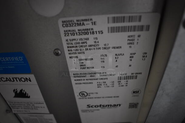 BRAND NEW SCRATCH AND DENT! Scotsman Prodigy Series C0322MA-1E Stainless Steel Commercial Medium Cube Ice Head. 115 Volts, 1 Phase. 22.5x25x23. Tested and Working! - Image 5 of 5