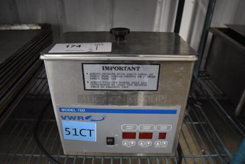 VWR 75D Stainless Steel Countertop Ultrasonic Cleaner. 120 Volts, 1 Phase. 10x6x10. Tested and Working!