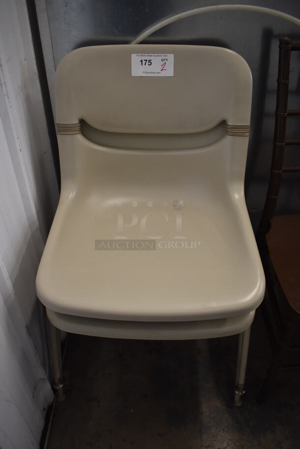 2 Tan Poly Chairs. 21x21x32. 2 Times Your Bid! - Image 1 of 3