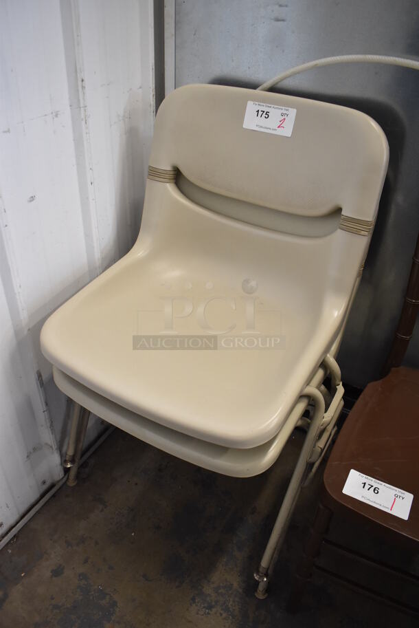 2 Tan Poly Chairs. 21x21x32. 2 Times Your Bid! - Image 2 of 3