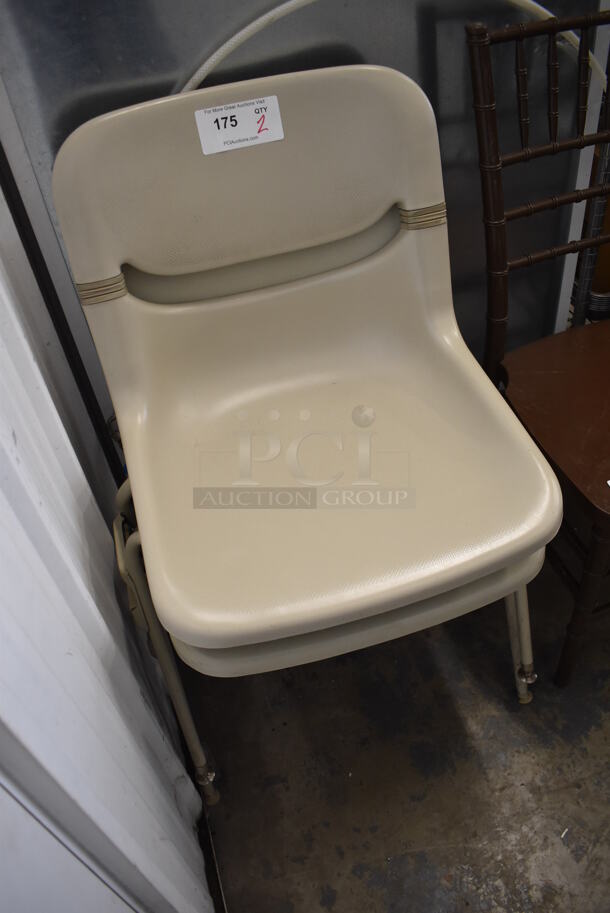 2 Tan Poly Chairs. 21x21x32. 2 Times Your Bid! - Image 3 of 3