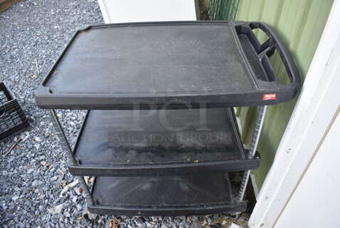 Metro Black Poly 3 Tier Cart on Commercial Casters. 34x23x36