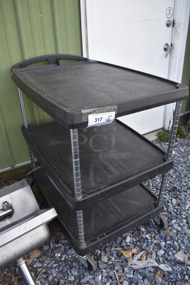 Metro Black Poly 3 Tier Cart on Commercial Casters. 34x23x36 - Image 3 of 3