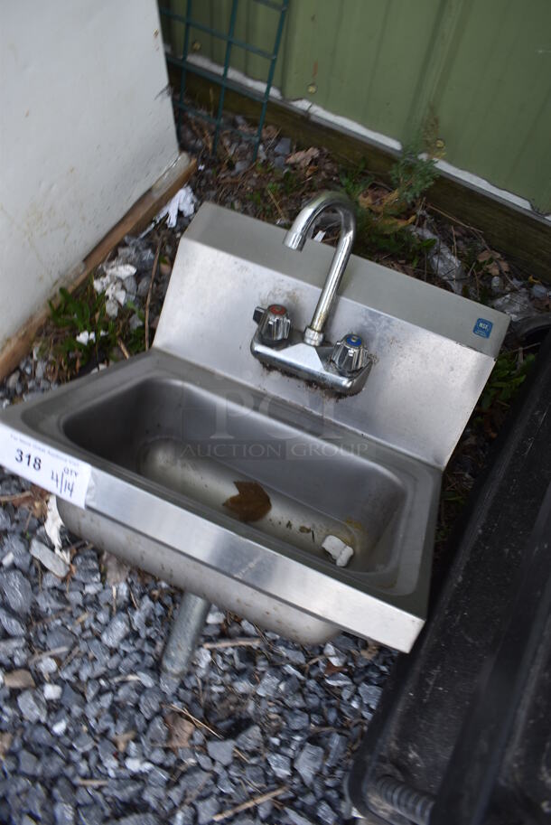 Stainless Steel Commercial Single Bay Wall Mount Sink w/ Faucet and Handles. 17x16x25 - Image 3 of 4