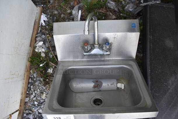 Stainless Steel Commercial Single Bay Wall Mount Sink w/ Faucet and Handles. 17x16x25 - Image 4 of 4