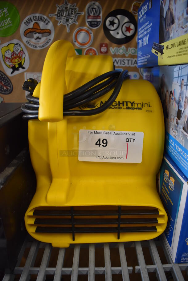 Shop Vac Mighty Mini Yellow Poly Fan Air Mover. 120 Volts, 1 Phase. 9x13x14. Tested and Working! - Image 1 of 4