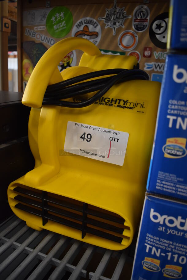 Shop Vac Mighty Mini Yellow Poly Fan Air Mover. 120 Volts, 1 Phase. 9x13x14. Tested and Working! - Image 2 of 4