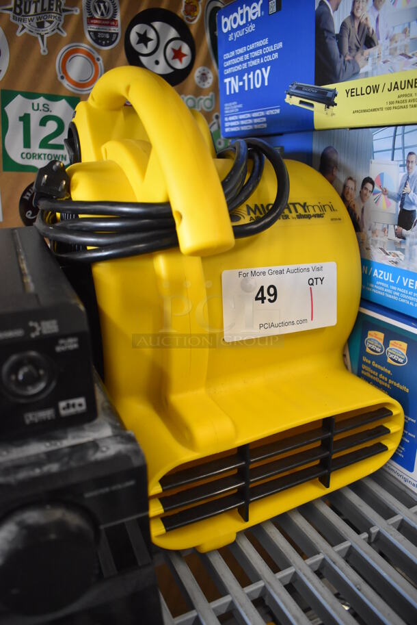 Shop Vac Mighty Mini Yellow Poly Fan Air Mover. 120 Volts, 1 Phase. 9x13x14. Tested and Working! - Image 3 of 4