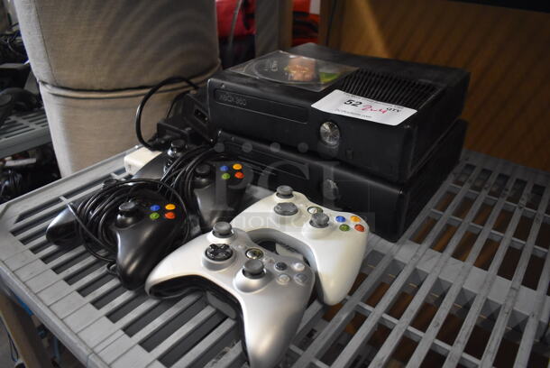 2 Xbox 360 Game Consoles w/ 4 Controllers, NHL 08 Ice Hockey Game and Halo Game. 10.5x10.5x2.5. 2 Times Your Bid! - Image 2 of 6