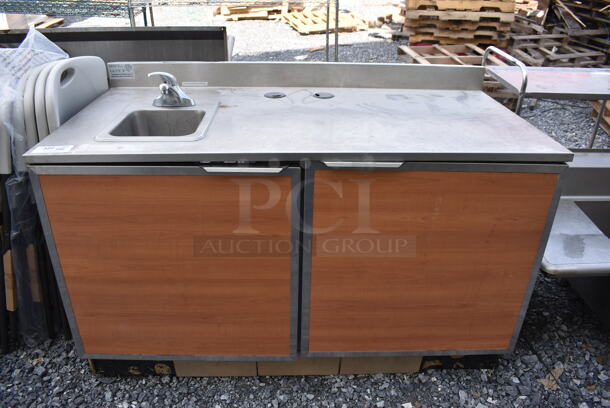 Duke SUBPS-60-LM Stainless Steel Commercial Counter w/ Sink Basin, Faucet, Handle and 2 Wood Pattern Doors. 60x30x40