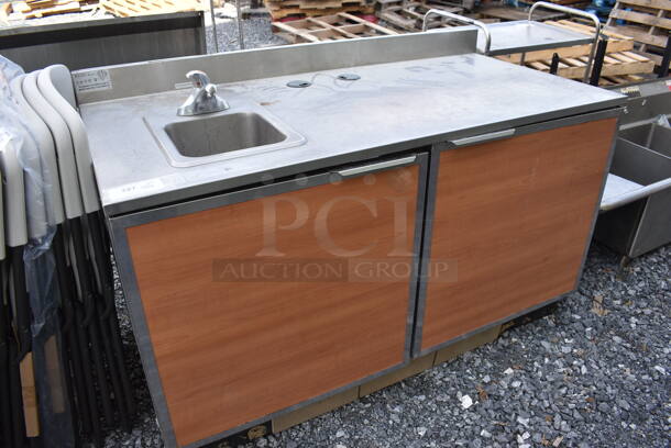 Duke SUBPS-60-LM Stainless Steel Commercial Counter w/ Sink Basin, Faucet, Handle and 2 Wood Pattern Doors. 60x30x40 - Image 2 of 7